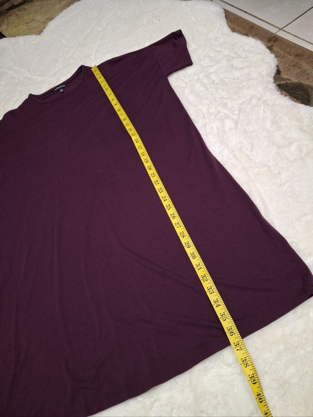 Eileen Fisher T-Shirt Dress Jersey Knit Plum Purple Short Sleeve Size Small - Picture 12 of 13